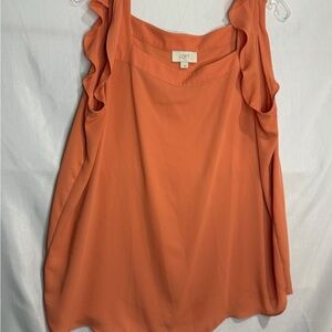 LOFT Women's Coral Ruffle Blouse size L